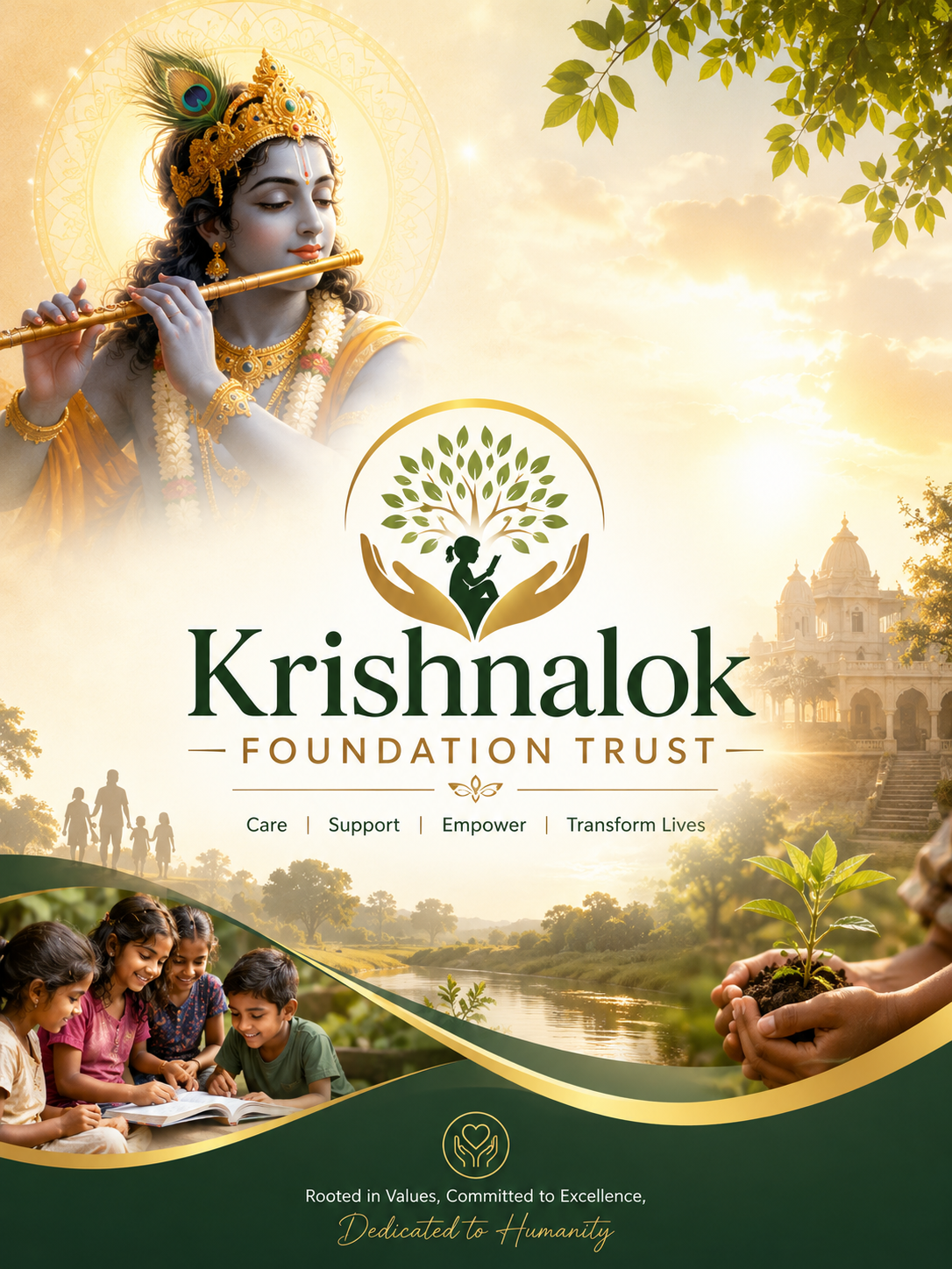 Devotees performing seva in Vrindavan near Radha Krishna temple